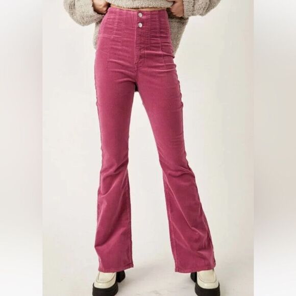 Free People Pink Flare Pants - Picture 4 of 11